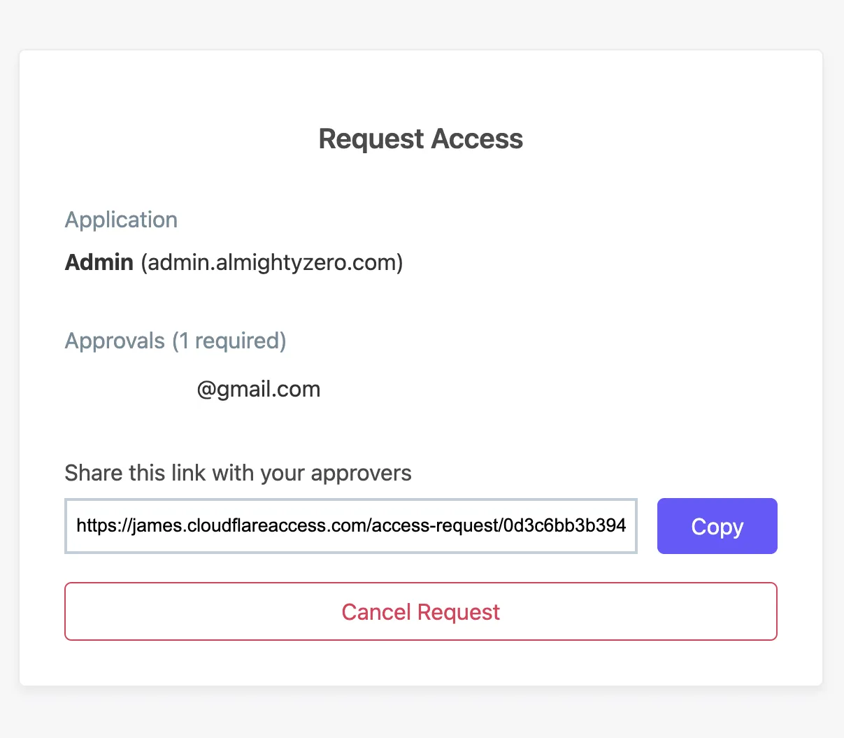 Temporary authentication request page shown to users